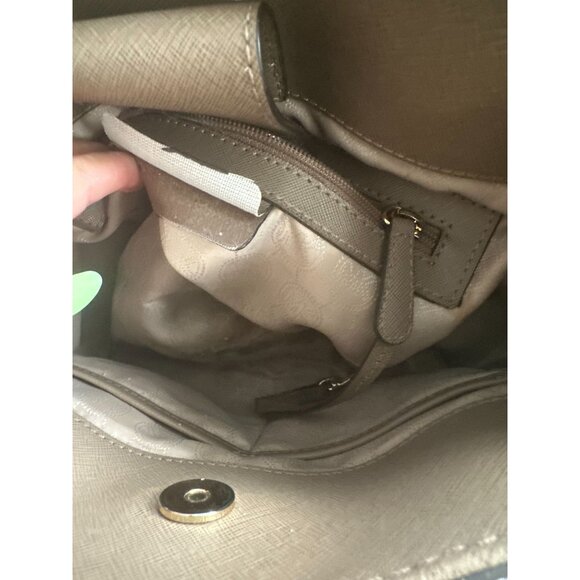 MICHAEL KORS Taupe Saffiano Leather East West Medium Satchel Handbag - Picture 10 of 14